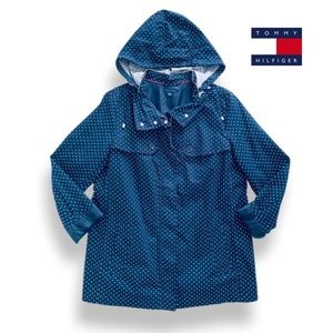 Tommy Hilfiger | Navy Blue & White Polka Dot Light Rain Jacket